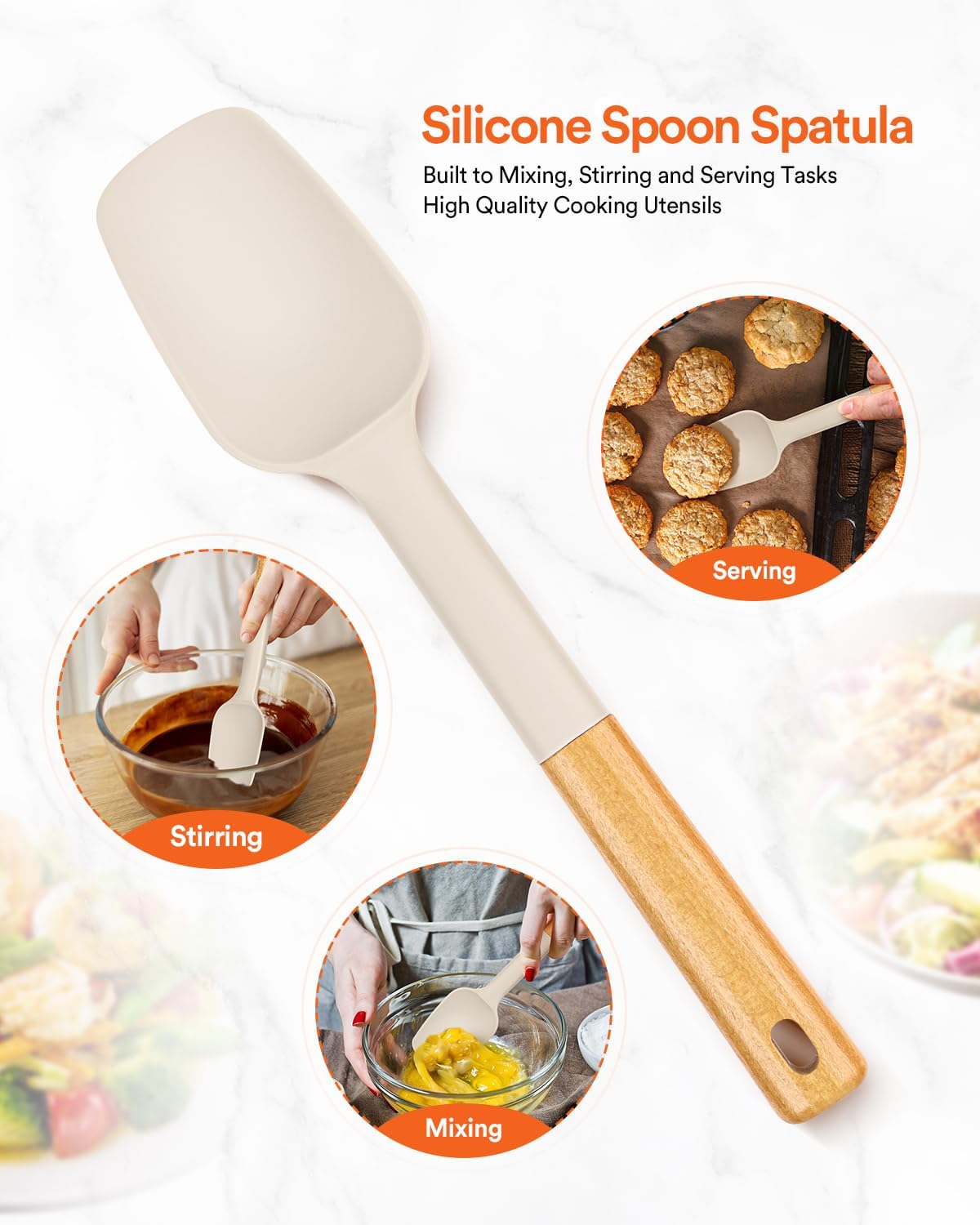 Badiano Silicone Spoon Spatula, Nonstick Rubber Spatula, Grey