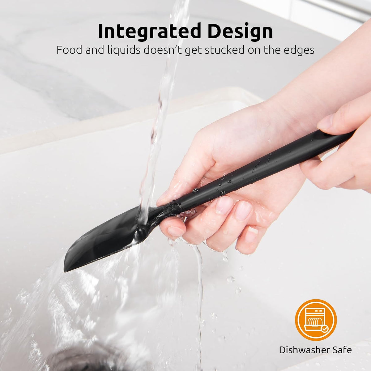 U-Taste Small Mini Silicone Spatula, 9in Rubber Jar Bowl Scraper, Black