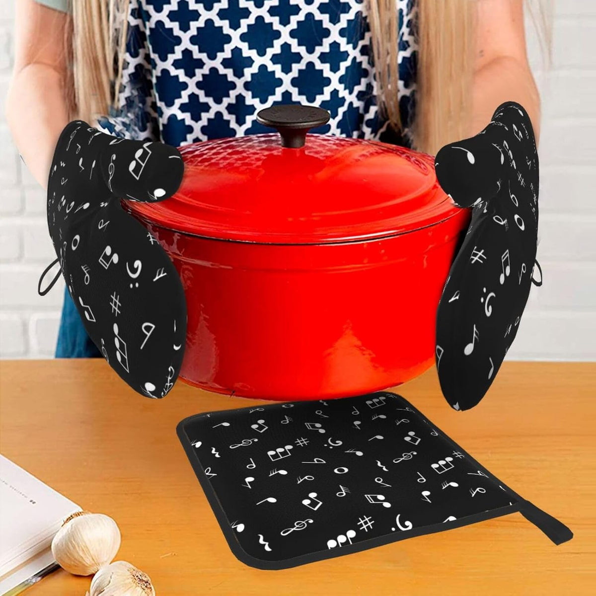 Boho Floral Oven Mitts and Pot Holders Sets of 3, Cute Baker Stuff