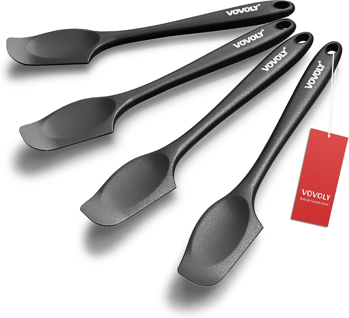 Mini Silicone Spatula, 8" Curved Small Spatula with Shallow Bowl, Mixed,4Pc