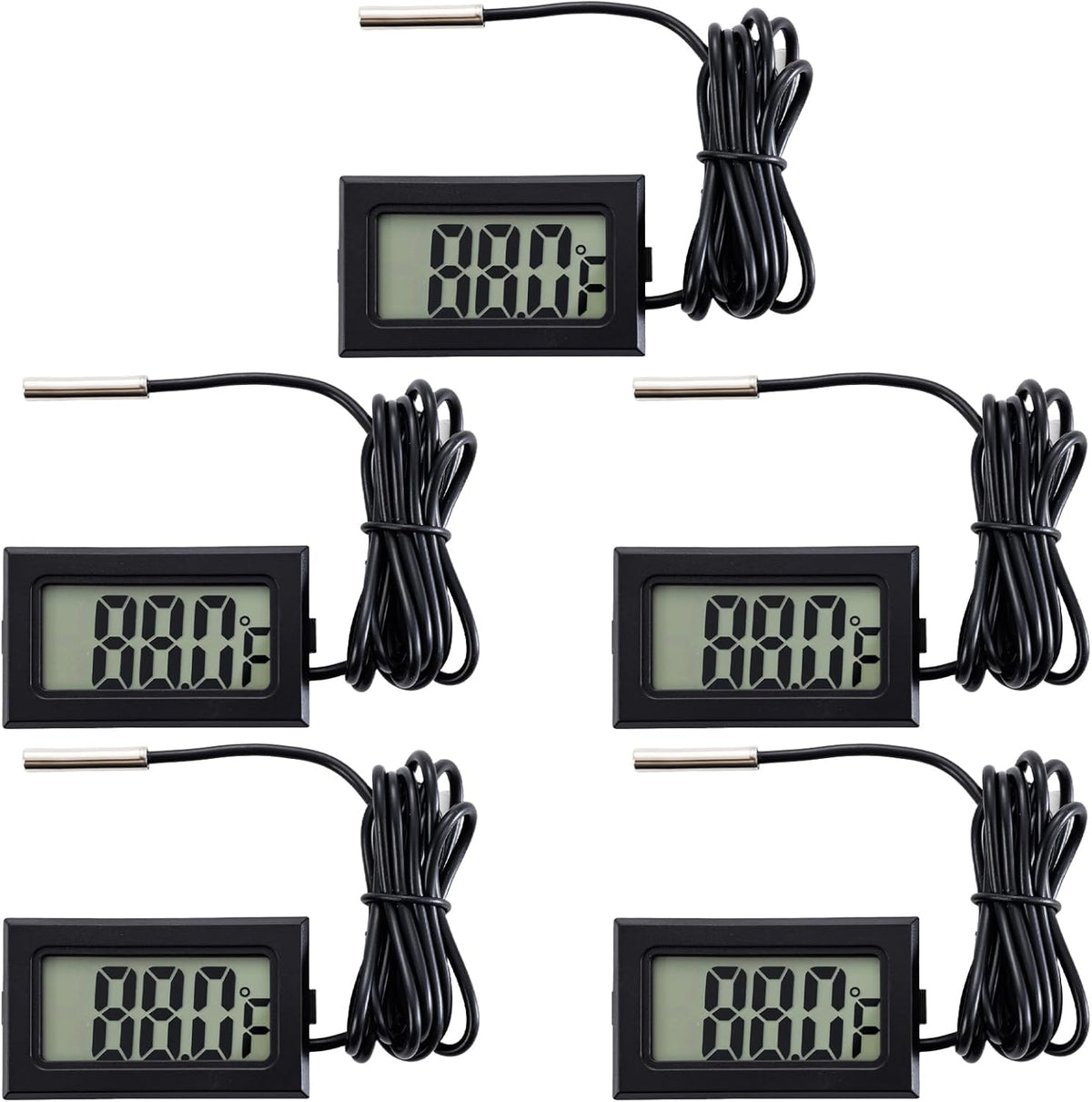 5-Pack Digital LCD Refrigerator Thermometer, Fahrenheit
