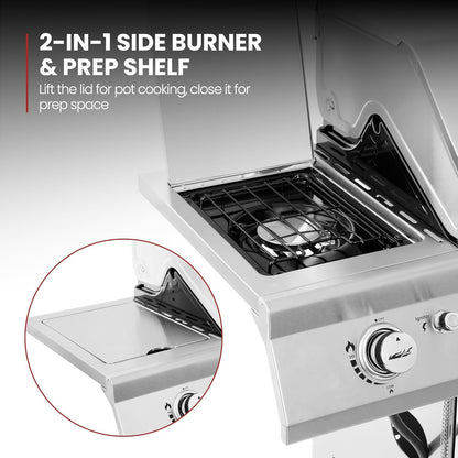 Royal Gourmet GA6402S 6-Burner Propane Gas Grill with Side Burner and Warming Rack, 74,000 BTUs, Cabinet Style Outdoor BBQ Grill for Barbecue Grilling & Backyard Cooking, Silver