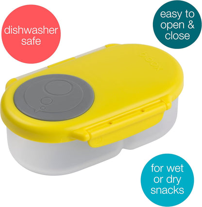 b.box Snack Box 2-Pack - Leak Proof Mini Bento Box for Kids & Toddlers, 2 Compartment Snack Containers for Kids, Dishwasher Safe, BPA-Free, PFAS-Free, Ages 4mo+, 1 3/4 Cup Each (Strawberry + Lilac)