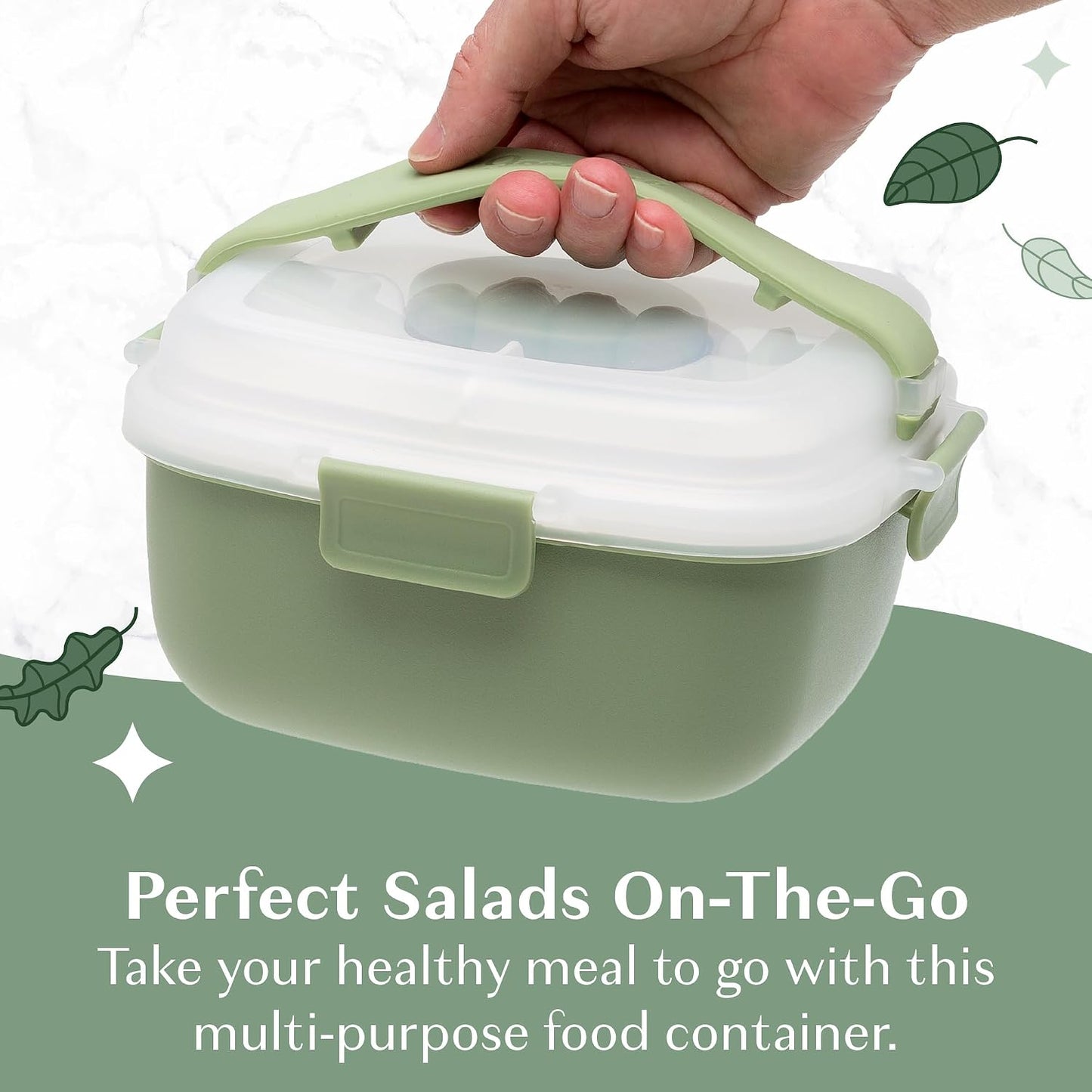 Goodful Stackable Lunch Box Container, Bento Style Food Storage with Removeable Compartments for Sandwich, Snacks, Toppings & Dressing, Leak-Proof and Made without BPA, 56-Ounce, Blue