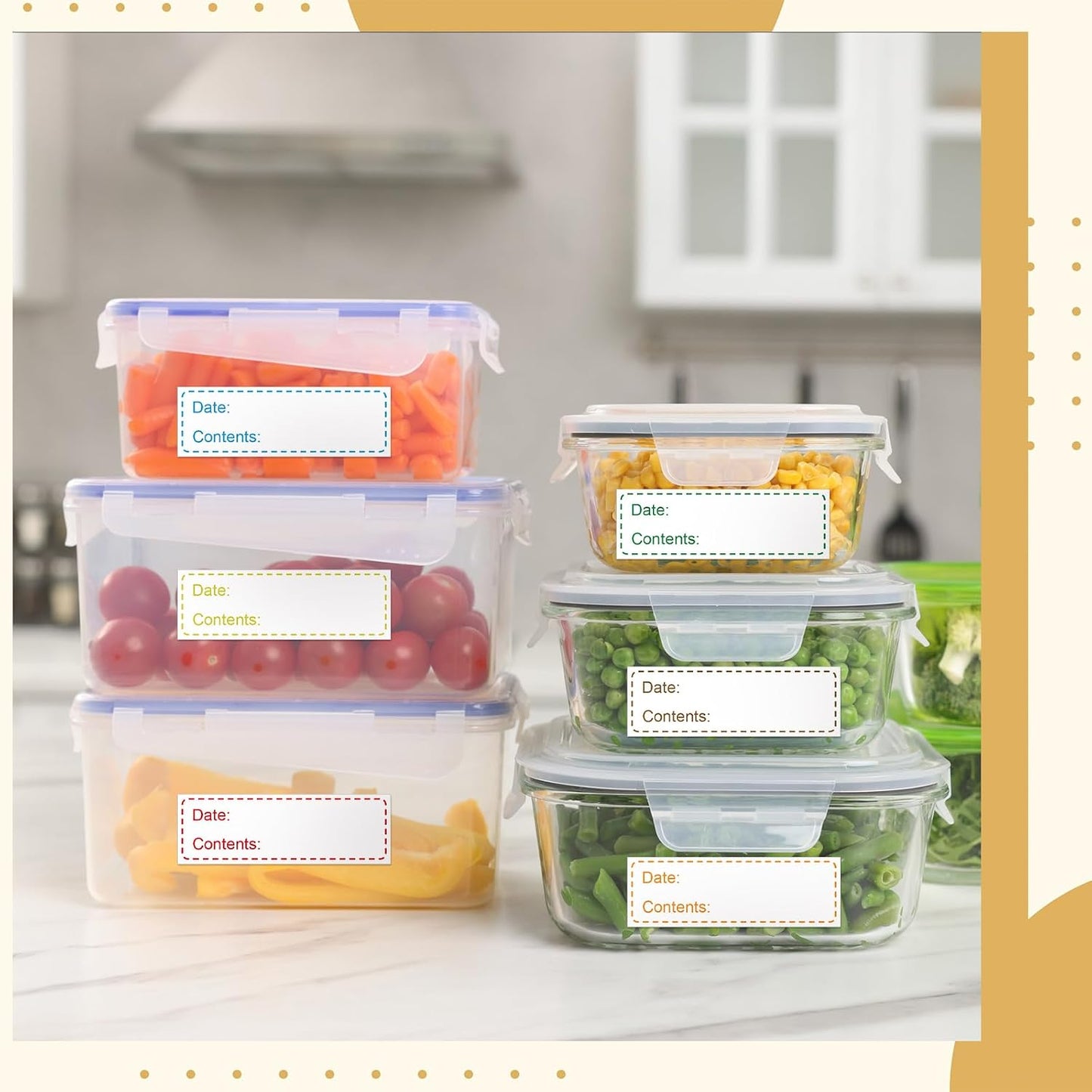 Sayglossy 7000 Pcs Day of Week Label Food Label Monday Through Sunday Management Inventory Sticker Removable Weekly Self Adhesive Date Dot Sticker for Restaurant Kitchen Container (Square)