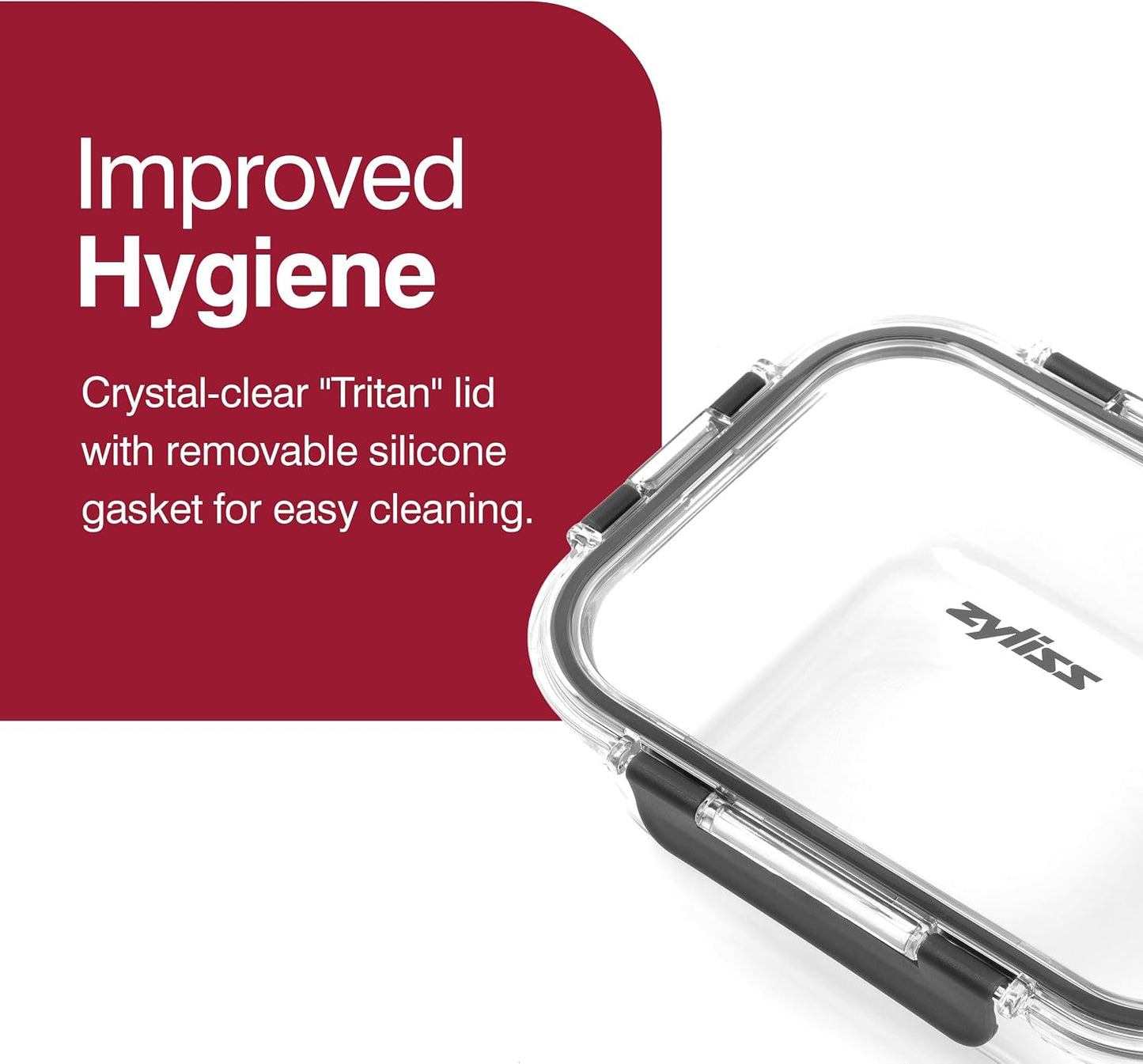 Zyliss Glass Food Storage Container 12.5oz, Shatter Resistant Borosilicate Glass, Airtight Leakproof Tritan Lid, BPA Free, Microwave, Freezer & Dishwasher Safe