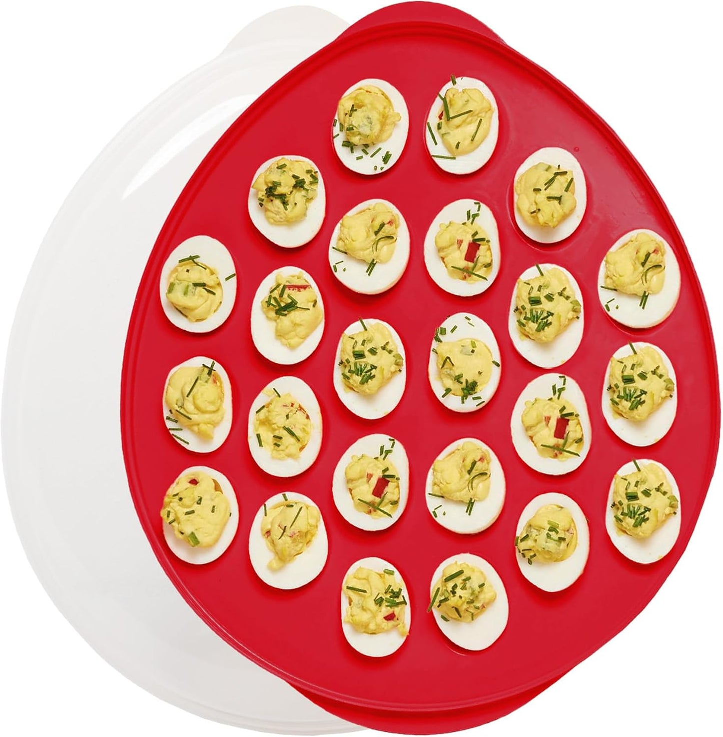 KOLORAE Reusable Deviled Egg Tray Carrier Serving Platter with Lid, Holds 2 Dozen Eggs, Great for Parties, Celebration Entertaining, Easter