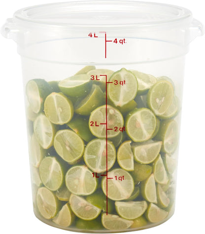 Cambro Food Storage Containers with Lids (BPA-Free) - 4 Quart - Food Grade Buckets with Lids (4 Pack) - For Dough Proofing and Brining (Translucent)