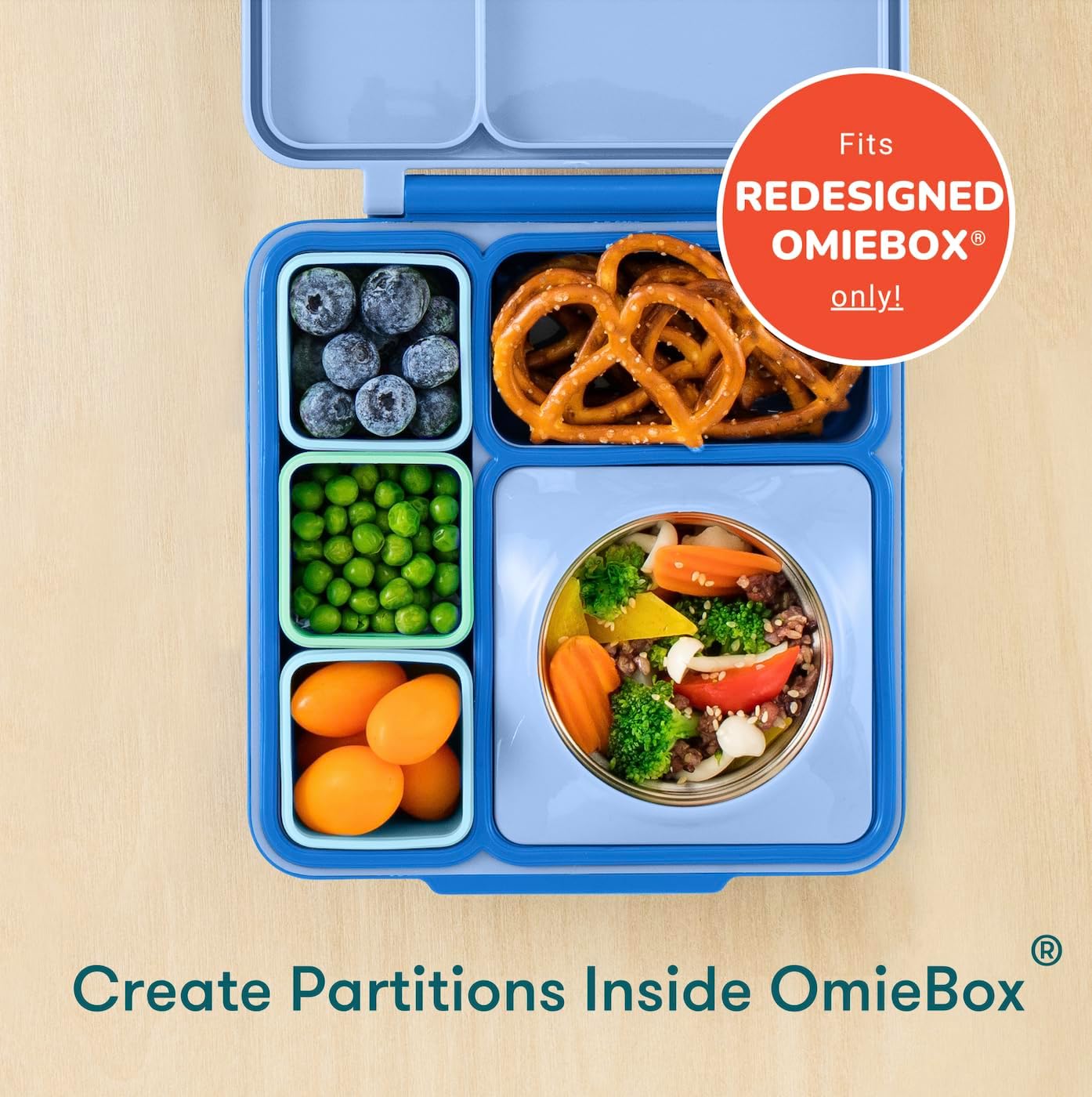 OmieBox (2 pack) Leakproof Dips Containers To Go, Salad Dressing Container, Condiment Container with Lids - Food Safe Silicone - 4 ounces (Blue/Lime)