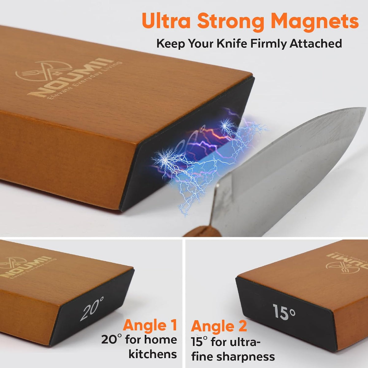 Rolling Knife Sharpener Kit - Easy to Use Magnetic Knife Sharpeners for Professional Chefs and Home Cooks - Premium Elegant Beech Wood - Knife Sharpening Kit for Effective Blade Sharpening