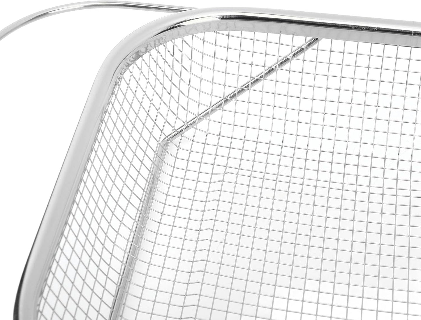 Over the Sink Colander, Expandable Baskets with Fine Mesh Strainer Handle Stainless Steel Rectangle Kitchen Colanders for Strain Drain Rinse Fruits Vegetables Pasta New Home Essentials (Silver)