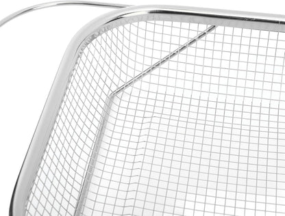 Over the Sink Colander, Expandable Baskets with Fine Mesh Strainer Handle Stainless Steel Rectangle Kitchen Colanders for Strain Drain Rinse Fruits Vegetables Pasta New Home Essentials (Silver)