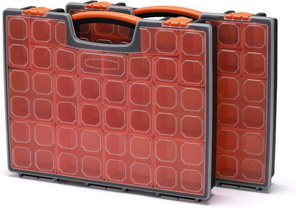 EMENTOL 2PCS Multi-Purpose Portable Organizer Box Set with 44-Removable Compartments, 2 Pieces Professional Boxes with Dimension 16.2"L*13"W*2.3"H