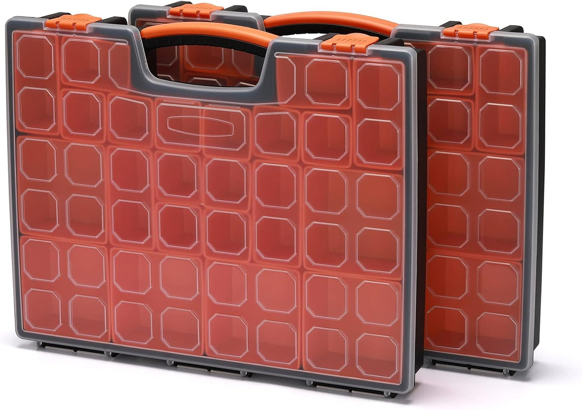 EMENTOL 2PCS Multi-Purpose Portable Organizer Box Set with 44-Removable Compartments, 2 Pieces Professional Boxes with Dimension 16.2"L*13"W*2.3"H