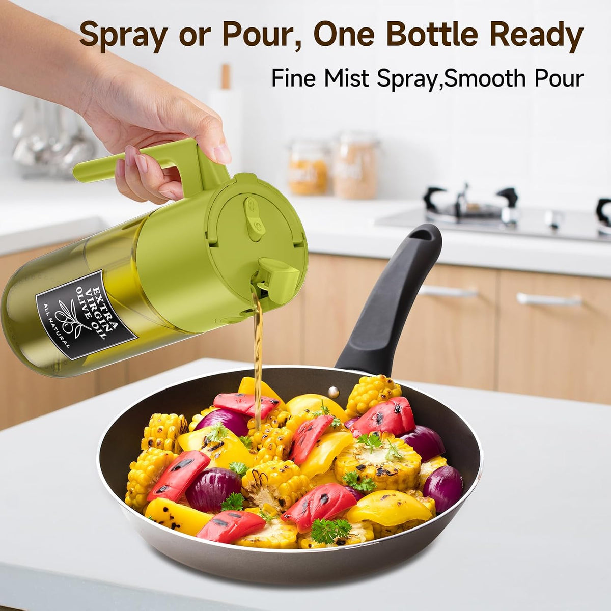 2-in-1 Oil Sprayer Dispenser, Beige, 500 ml