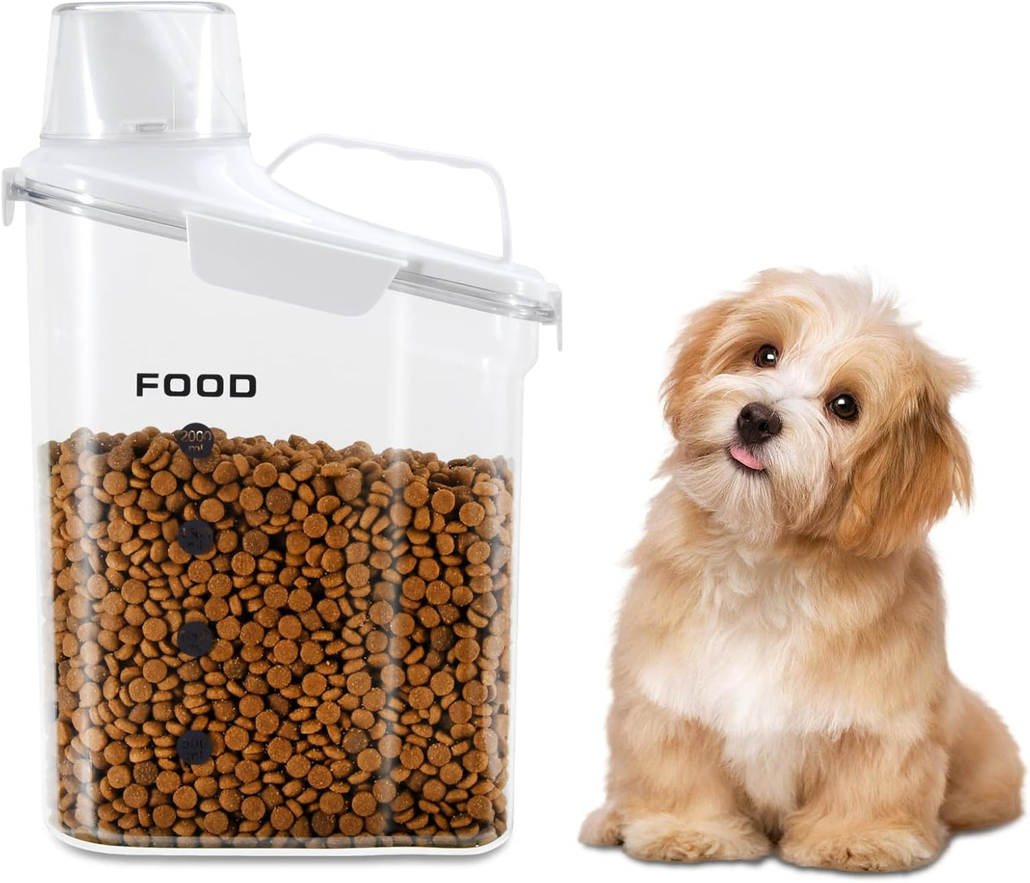 Dog Food Storage Container, Pet Food Storage Containers with Airtight Pour Spout, Cat Food Container with Measuring Cups, Portable Travel Pet Food Container for Dogs, Cats, Birds（Green）