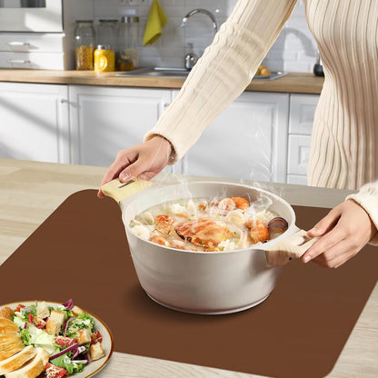 Silicone Mat for Kitchen Counter, Silicone Mat Trimable to Size (Black, 15.7×11.8inch-2pcs), BPA-Free Silicone Placemat, Heat-Resistant NonSlip Table Mat for Air Fryer, Countertop Protector Mat