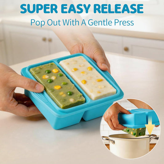 Silicone Freezer Trays with Lids, 2-Pack 1 Cup Soup Freezer Containers, Reusable Silicone Soup Molds for Meal Prep, Ice Cube Trays for Freezing Soup, Broth, Sauces & Leftovers