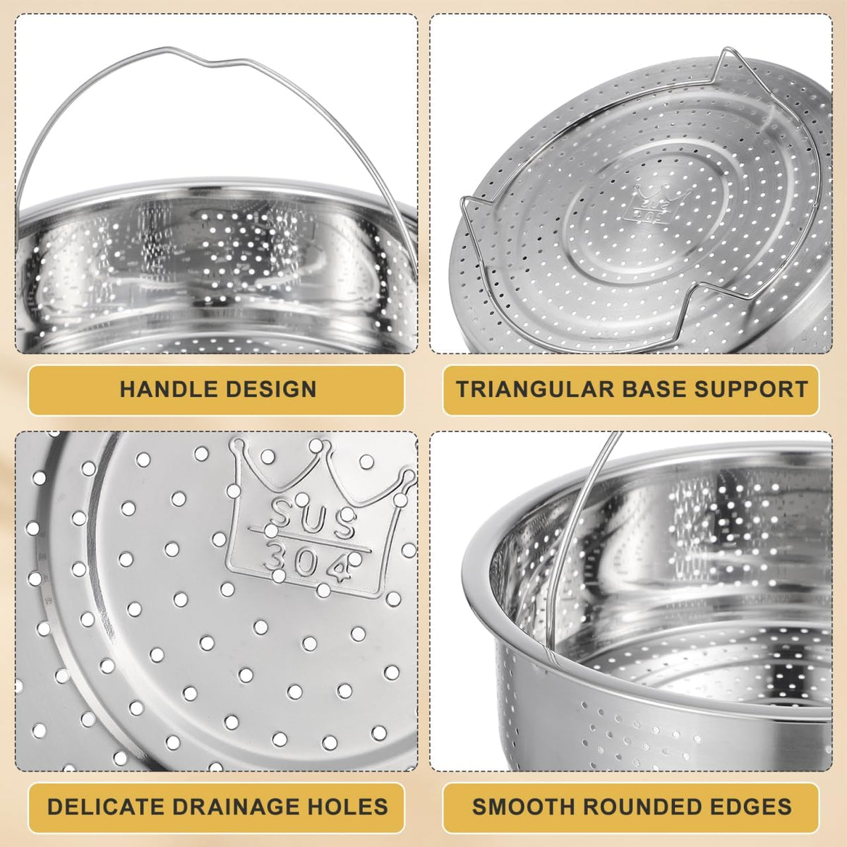 UPKOCH Mesh Strainer Steamer Basket Stainless Steel Vegetable Steamer Basket Steam Cooking Insert for Dumpling Steaming Basket with Handle for Veggie Fish Seafood Cooking, 20cm