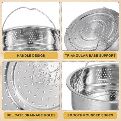 UPKOCH Mesh Strainer Steamer Basket Stainless Steel Vegetable Steamer Basket Steam Cooking Insert for Dumpling Steaming Basket with Handle for Veggie Fish Seafood Cooking, 20cm