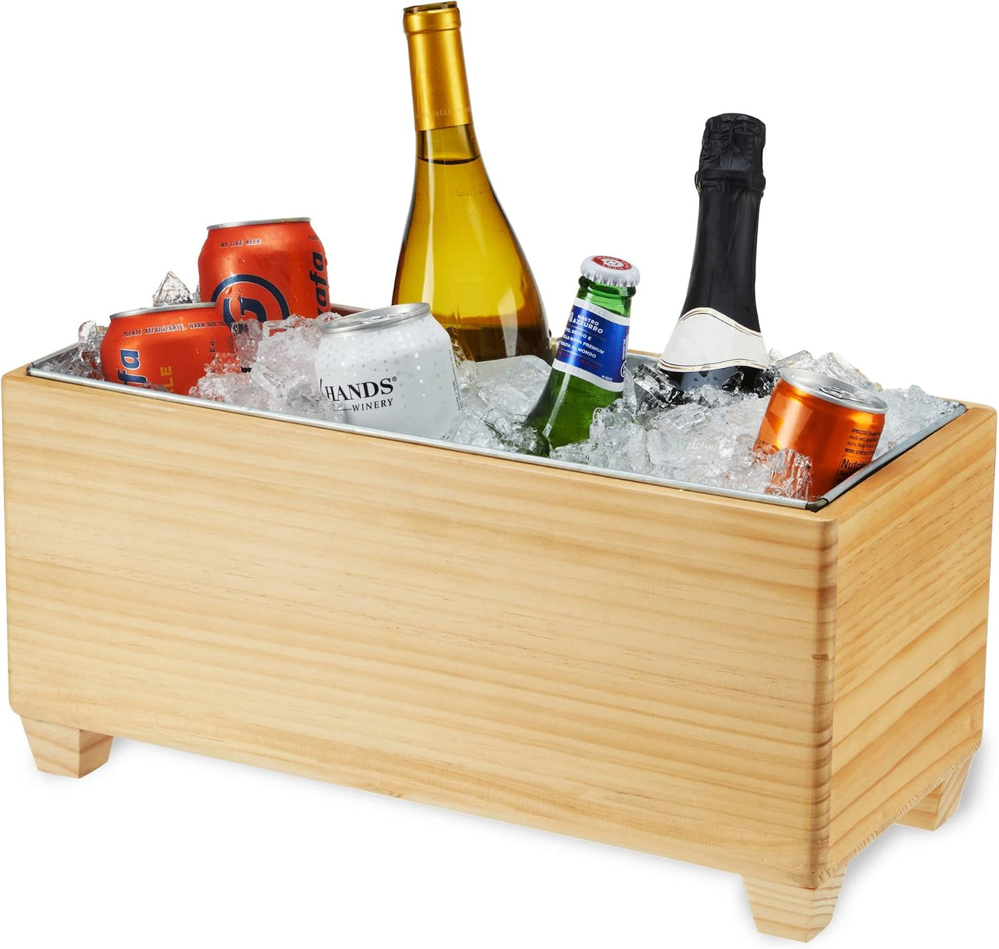 Twine Cheers Beverage Tub, Galvanized Tubs for Entertaining, Drink Buckets for Parties, Large Ice Tub and Gift Basket, Beer Buckets, Cream, 6.3 Gallons Set of 1