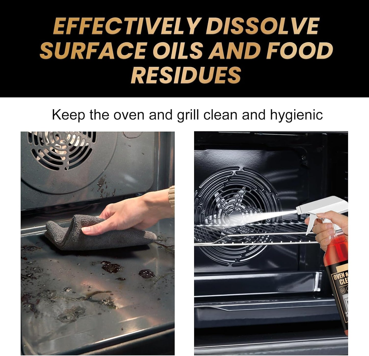 Oven & Grill Foam Cleaner 3.38 FL OZ, Multi-Surface Degreaser Spray for Stoves, Grates & Barbecues, Improves Cooking Efficiency & Hygiene 1 pcs