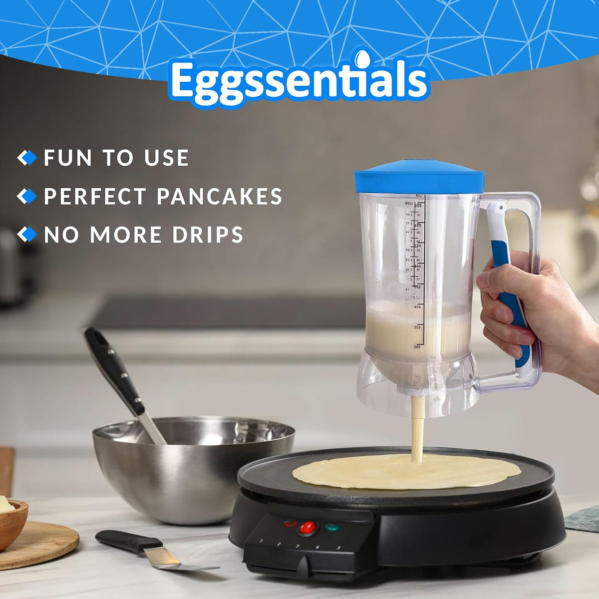 Eggssentials Pancake Batter Dispenser with Squeeze Handle Pancake Dispenser
