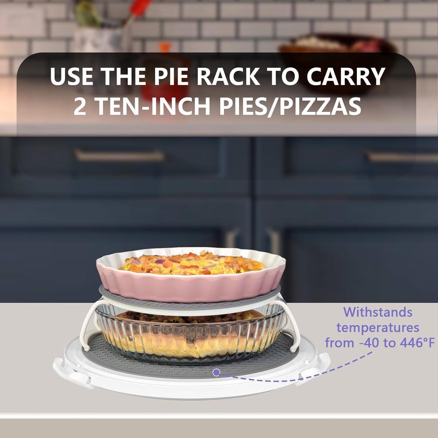 Round Cake Carrier Box with Lid and Handle, Transportation Insulated Bag for Cakes, Cupcakes and Pies, Triple Locking Design for Safe Transportation (Grey, 12 * 12 * 7.9 Inch)