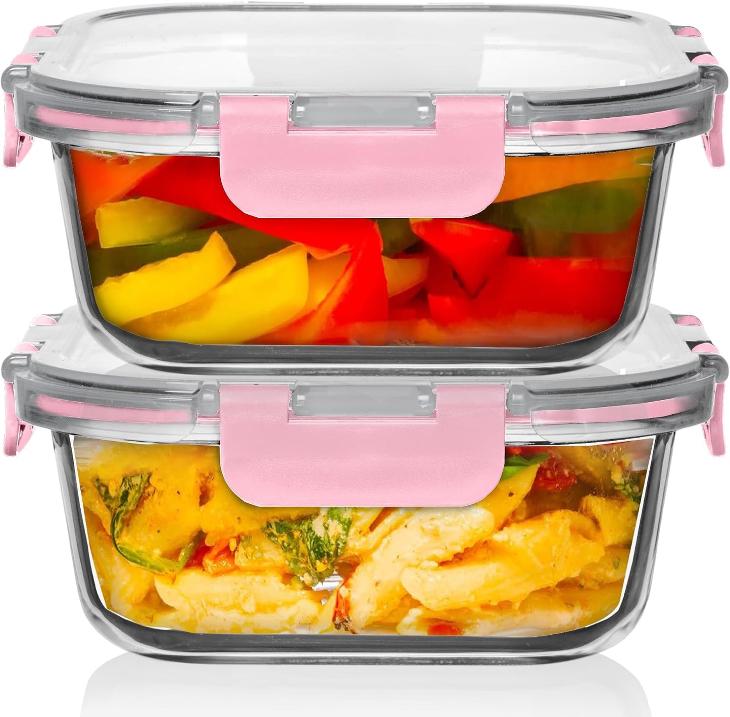 Razab 2 PC 1200ML / 41 Oz Glass Food Storage Containers with Lids - Airtight & Leakproof - Microwave/Oven/Freezer Safe - BPA Free - Ideal for Meal Prep, Storing Leftover & Lunch
