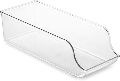 Set Of 6 Refrigerator Organizer Bins - Stackable Fridge Organizers for Freezer, Kitchen, Countertops, Cabinets - Clear Plastic Pantry Storage Racks
