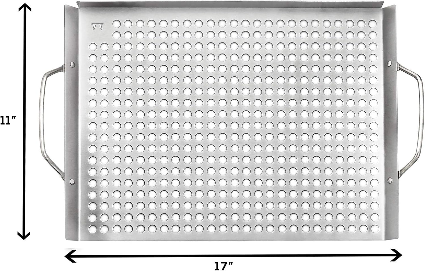 Outset 76631 Stainless Steel Grill Topper Grid, 11"x7" BBQ Pan With Handles