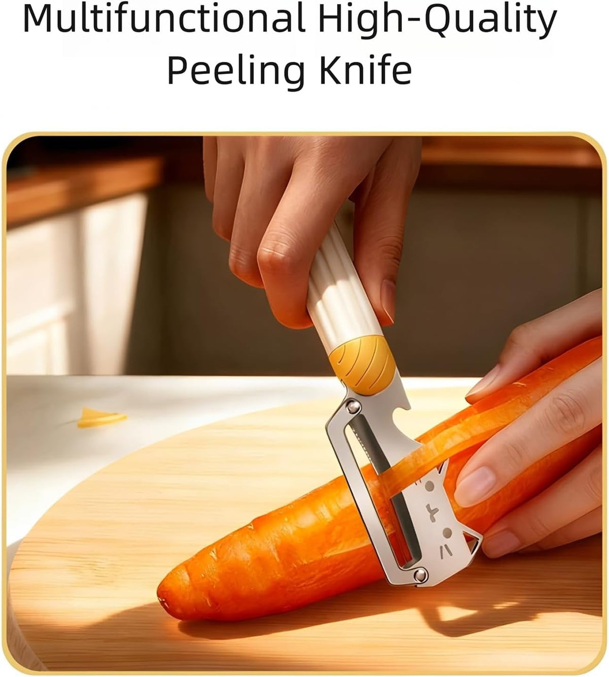 Vegetable Peeler Wooden Handle Sharp Steel Blade with Bottle Opener