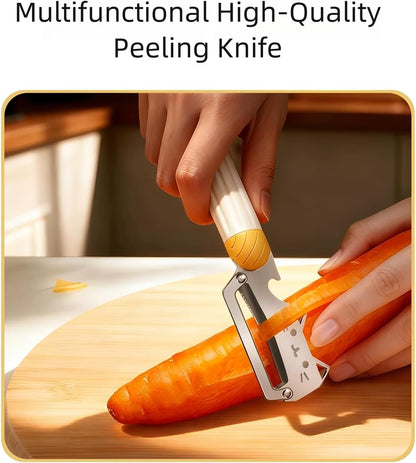 Vegetable Peeler Wooden Handle Sharp Steel Blade with Bottle Opener