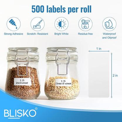500 Pcs Freezer Labels, 1 x 3 Inch Refrigerator Food Label Stickers, No Residue, Easy Peel Off, Water & Oil Resistant, Labels for Food, Freezer Bags, Jars, and Containers