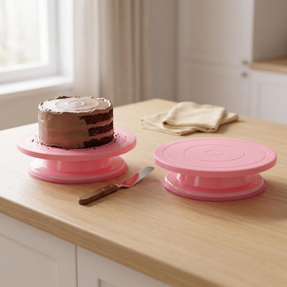 3 Pcs 11 Inch Rotating Cake Turntable, Smooth 360° Revolving Cake Stand