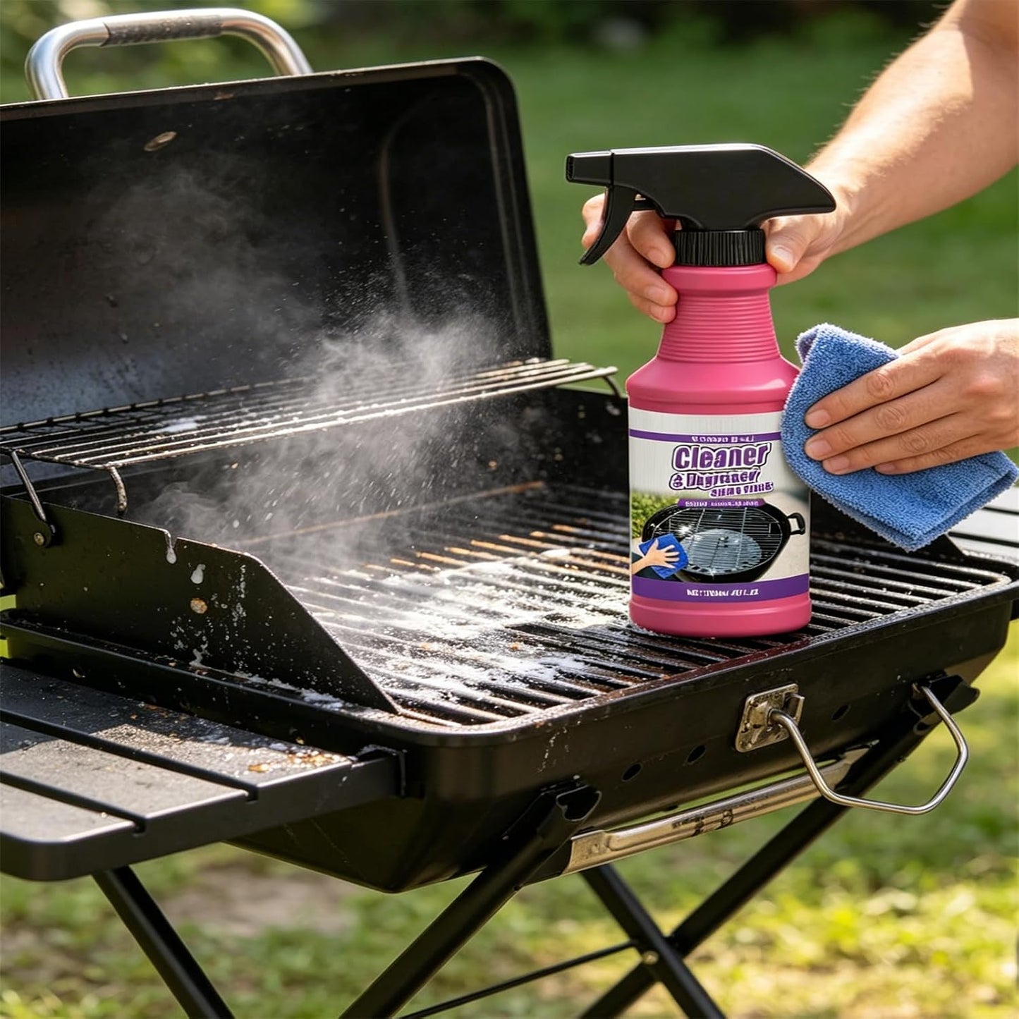 120ml Fast-Acting Heavy-Duty Grill Degreaser Spray,BBQ Grill Cleaner With Cleaning Brush,Quick Foaming,Smoky Stains, And Stubborn Grease (1pcs)