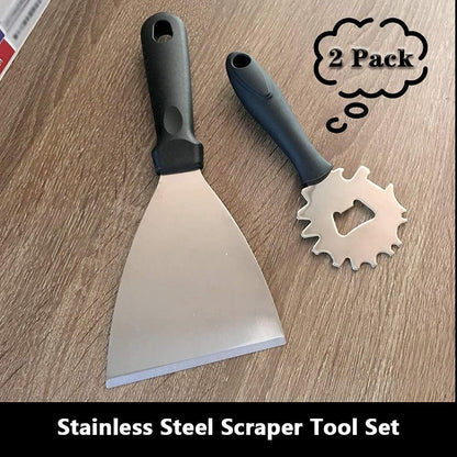 Grill & Griddle Scraper,2pcs Sturdy BBQ Grate Cleaning Tool,Stainless Steel Grill Brush Non-bristles Slant Edge Grill Scraper-Includes Bottle Opener,Perfect Barbecue Grill Accessories
