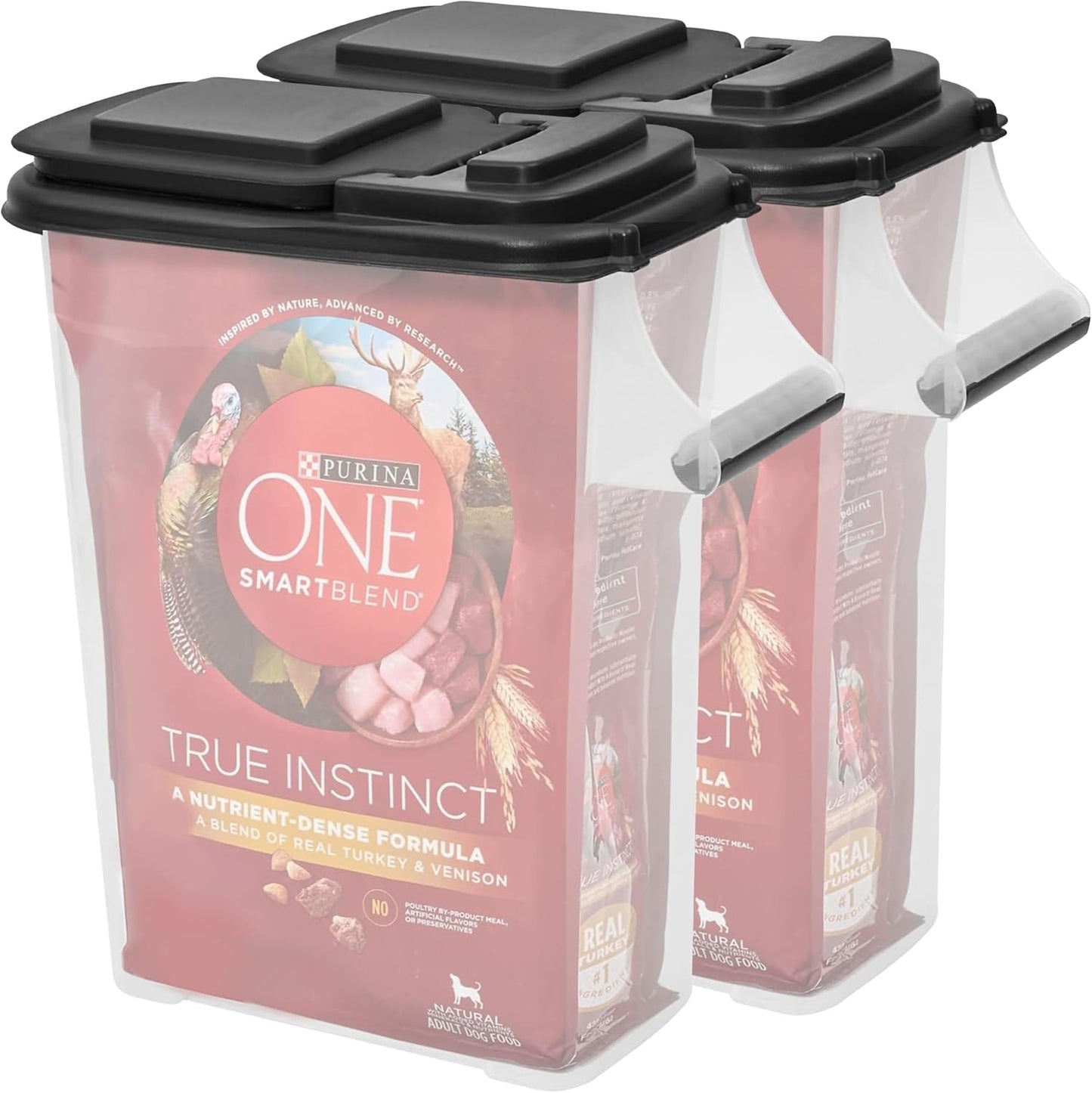 Buddeez Pet Food Storage Dispensers Plastic 4 Gallon - Airtight Flip Top for Freshness - Dry Dog Food, Cat Food or Bird Seed Plastic Containers (Set of 2)
