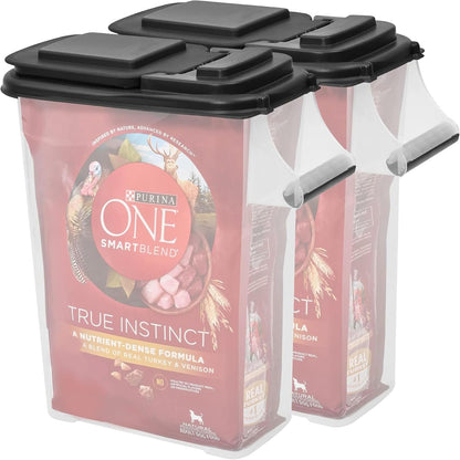 Buddeez Pet Food Storage Dispensers Plastic 4 Gallon - Airtight Flip Top for Freshness - Dry Dog Food, Cat Food or Bird Seed Plastic Containers (Set of 2)