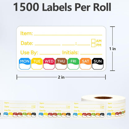 500 Pcs 1 inch X 2 inch Restaurant Quality Shelf Life Food Rotation Labels, Self-Adhesive Removable for Reusable Containers, Food Safety Date Sticker, Leftover Labels (1 * 2in-500pc-Yellow6)