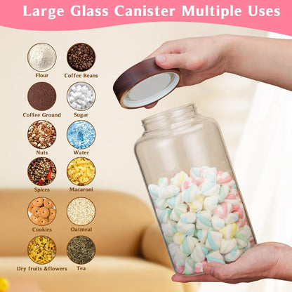6 pc Glass Spice jars Glass Jars with Screw Lid 5 oz Acacia Wood Glass Herb Sugar Coffee Bean Ground Container Food Storage Canister for Candy Pantry Tea Seasoning Meal Prep Snack (6*150ml(5oz))