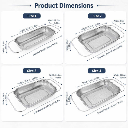 Stainless Steel Telescopic Drainer Basket (Silver)