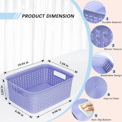 Soddeph Plastic Storage Baskets for Cabinets, Household Pantry Organization with Handle,Organizer Bins for Room,Bathrooms,Under-Sink,Kitchen (Black, L-3PACK)