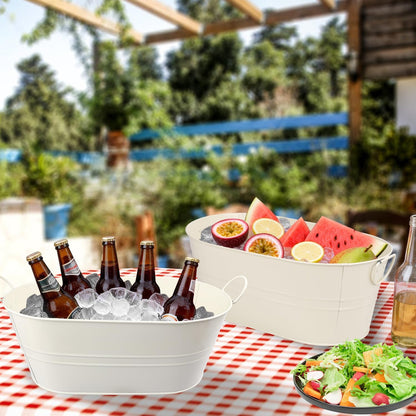 3 Pack 15.3" x 9" x 6" Yellow Metal Galvanized Tub with Handles, 3 Gallon Large Beverage Tubs for Parties, Beer, Wine, and Cocktails, Rust-Proof and Durable Ice Buckets