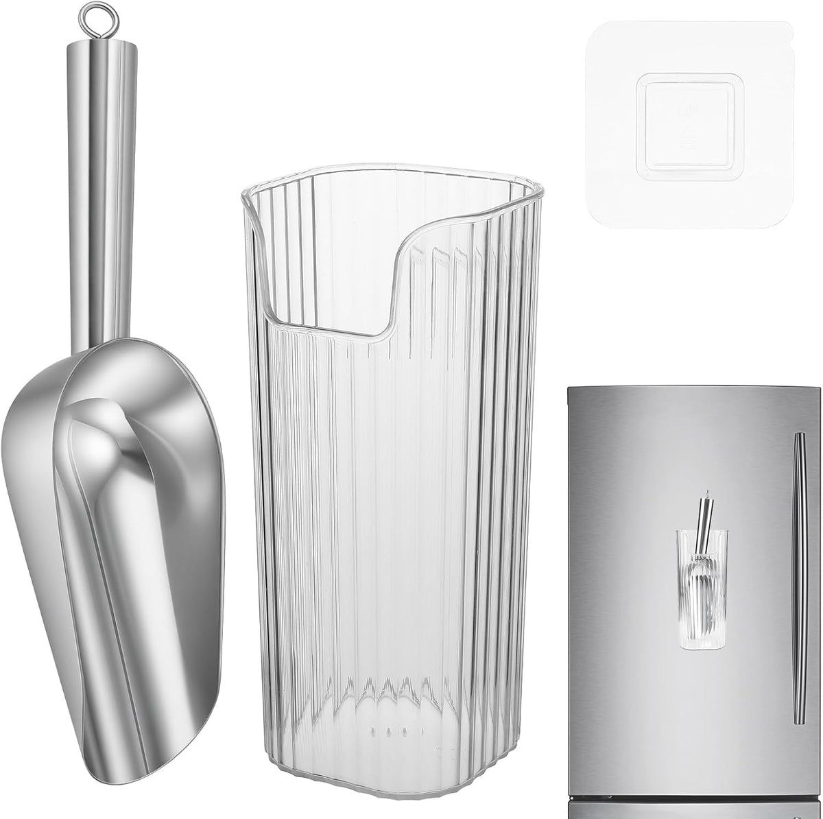 Acrylic Ice Scoop With Plastic Holder For Freezer and Ice Machine