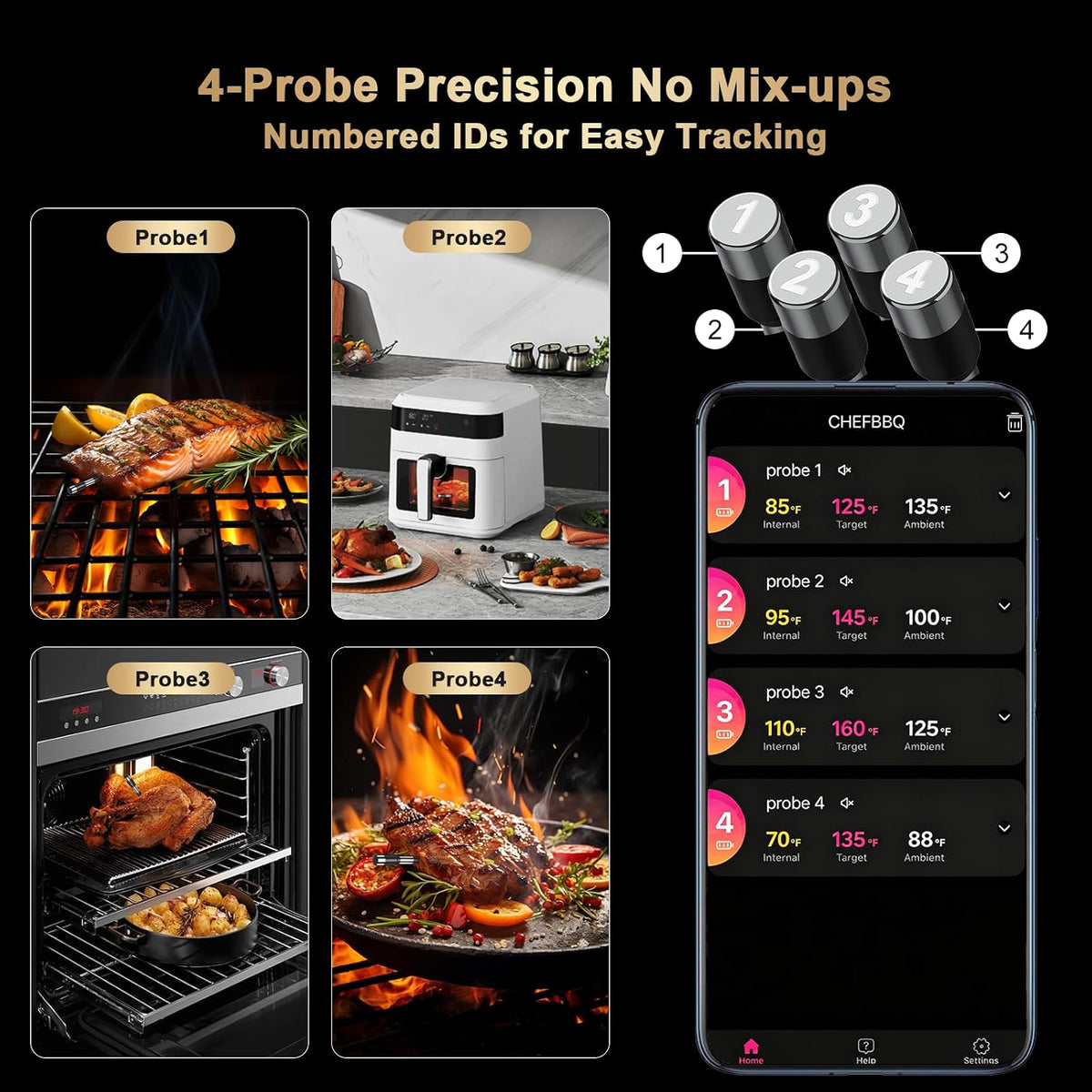 800FT Wireless Meat Thermometer Digital for Grill Smoker BBQ