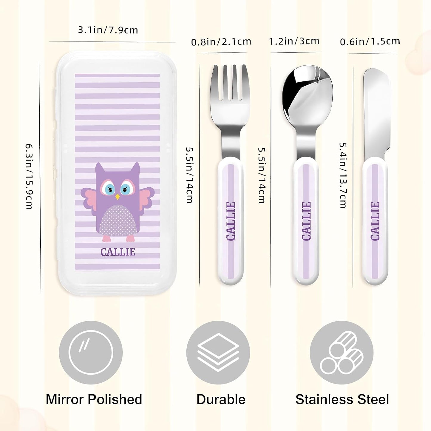 Personalized Stainless Steel Kids Utensils Set Custom Name on Kids Forks Knife and Spoons for 3 Pcs Kid Cutlery Set with Case (Truck)