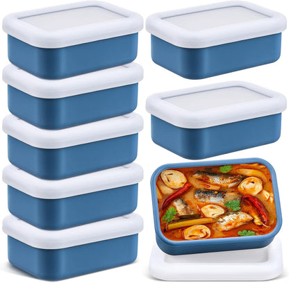 Nuogo 8 Pcs 1 Cup Silicone Freezer Containers with Lid Soup Freezer Molds Silicone Soup Containers Rectangle Trays Reusable Food Preserving Tray Ice Trays for Soups Sauces Stews(Green)