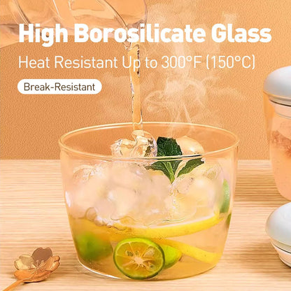 Glass Overnight Oats Containers with Lids, Meal Prep Containers Airtight Food Storage Containers Wide Mouth Snack Jars, Leakproof BPA-Free Pop Lid Bowl for Breakfast Leftovers 14oz 400ml Set of 4