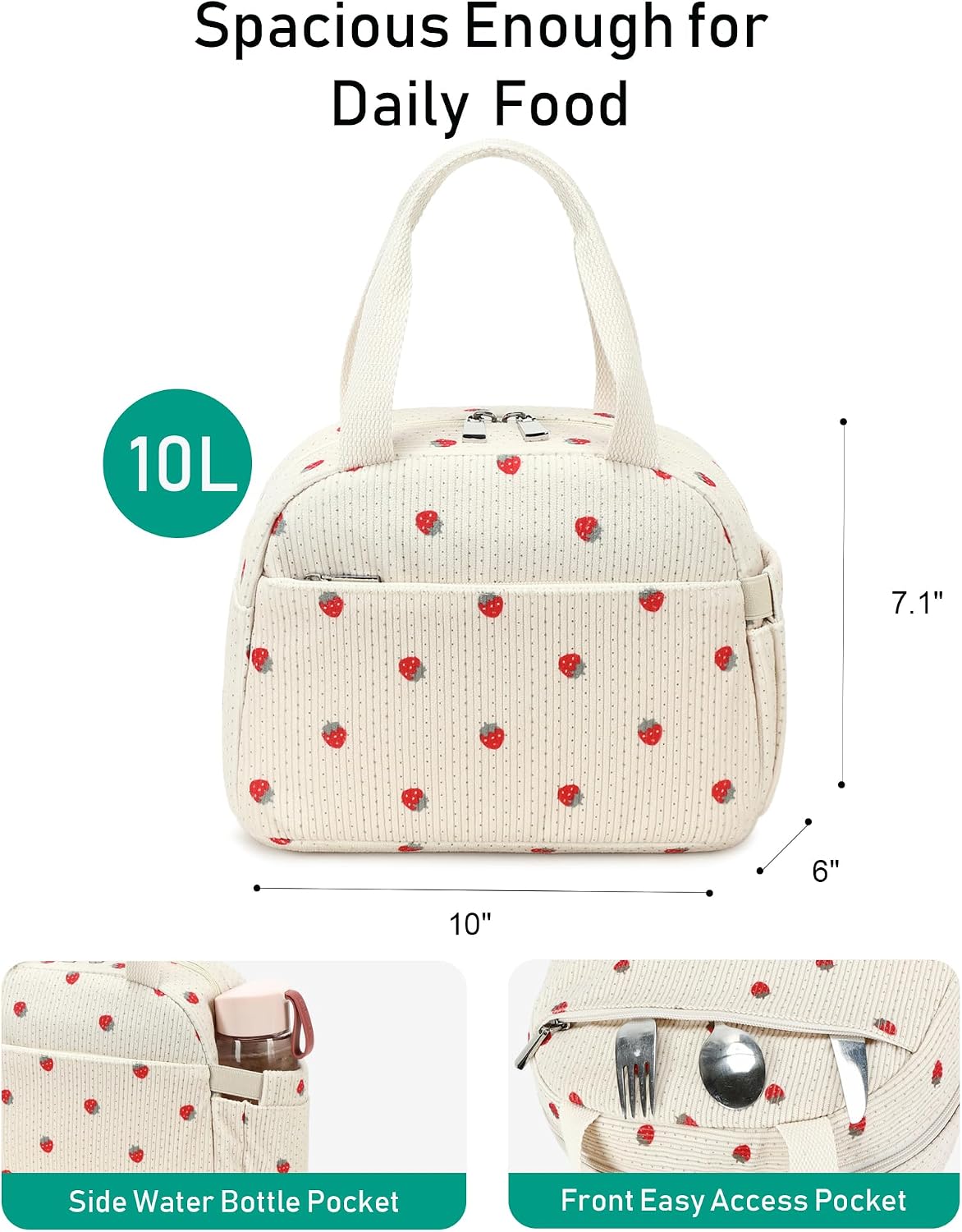 Lunch Box Lunch Bag Insulated Lunchbox Cute Reusable Lunch Tote bags for School Work Picnic for Kids Girls Women (Pink Bowknot)